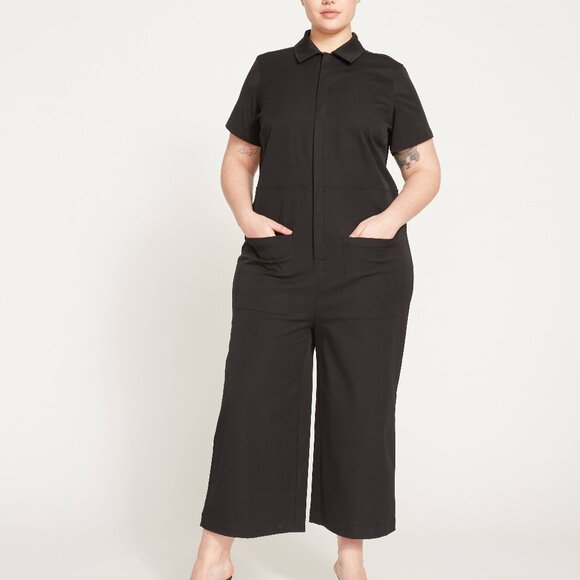 New! UNIVERSAL STANDARD Kate Stretch Jumpsuit Black Plus Size 4XL 38-40W - Picture 1 of 7